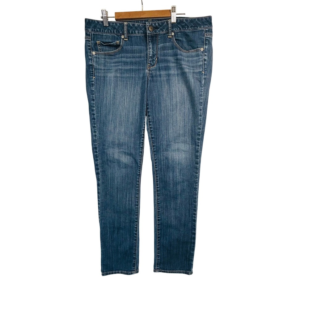American Eagle Super Stretch Skinny Jeans Womens 14 Long Medium Wash Blue Denim